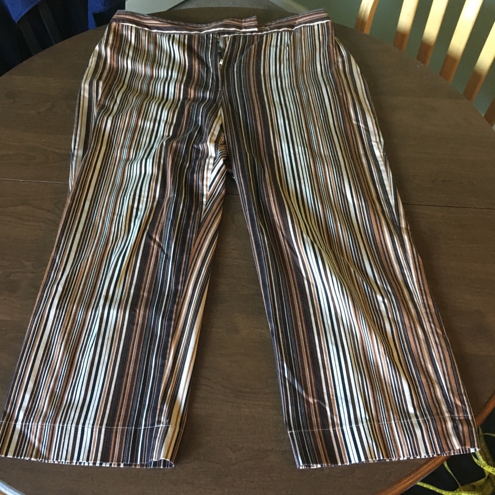 WORTHINGTON | Straight Strechy Striped Brown Pants